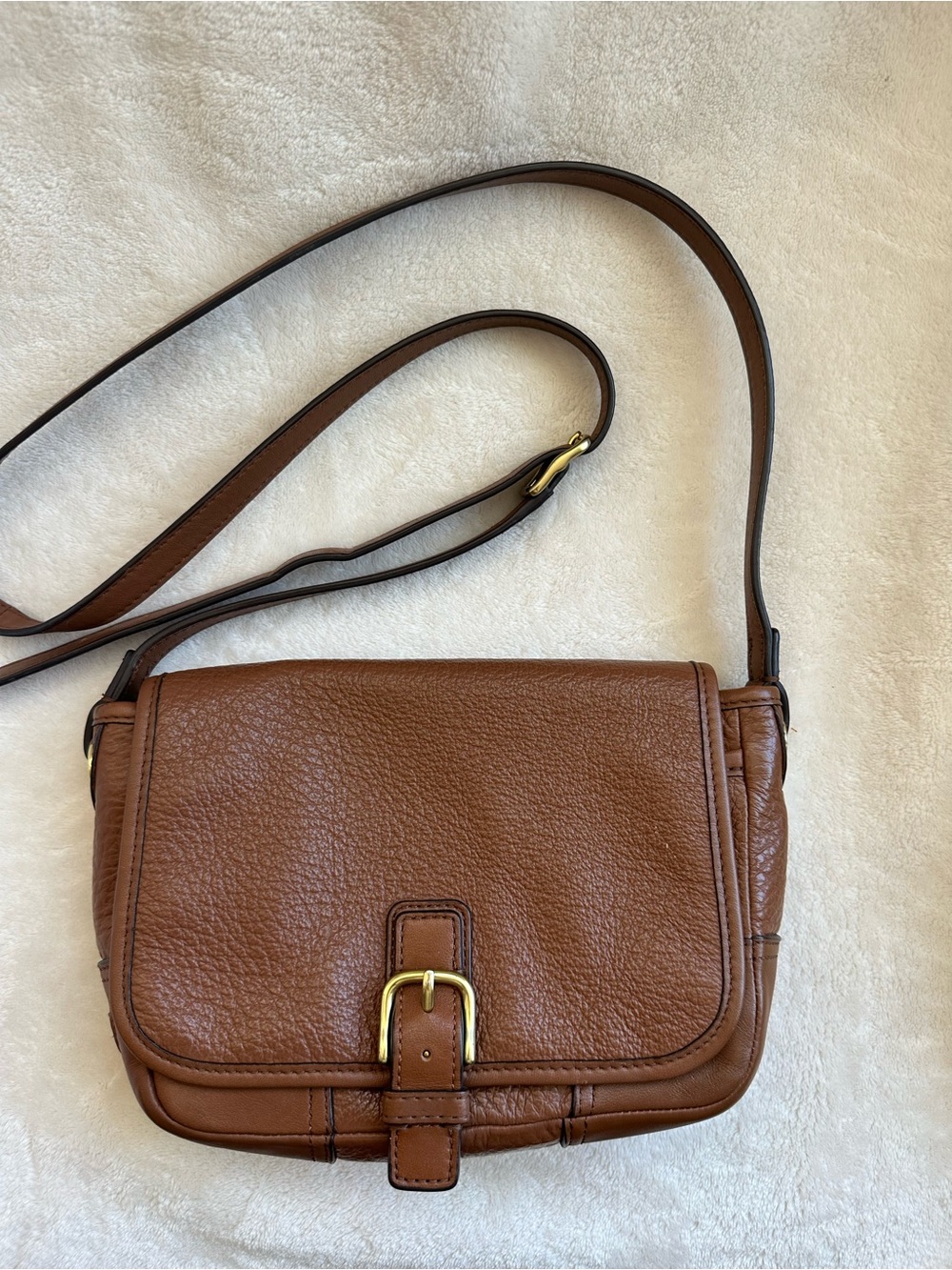COACH Hadley Luxe Grain Leather Field Bag Brown, Gold Hardware, New York Style